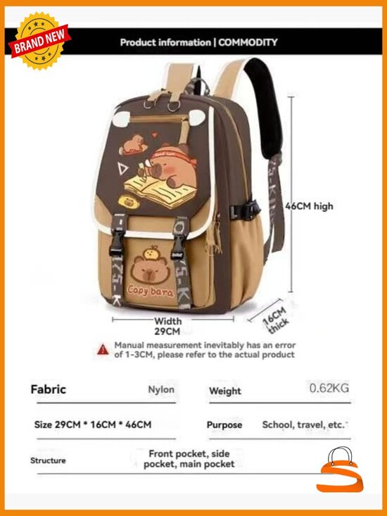 Large Capacity Waterproof Backpack with Pins and Accessories main image 5